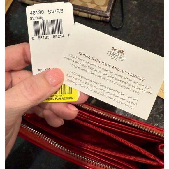 Coach Red Wallet with Signature Pattern - Picture 4 of 6